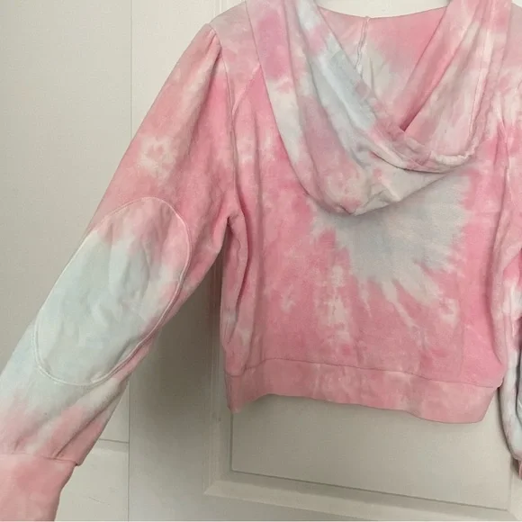 Loveshackfancy Kirby Hoodie in Cherry Fizz cropped terry beaded pink tie dye - Picture 5 of 8